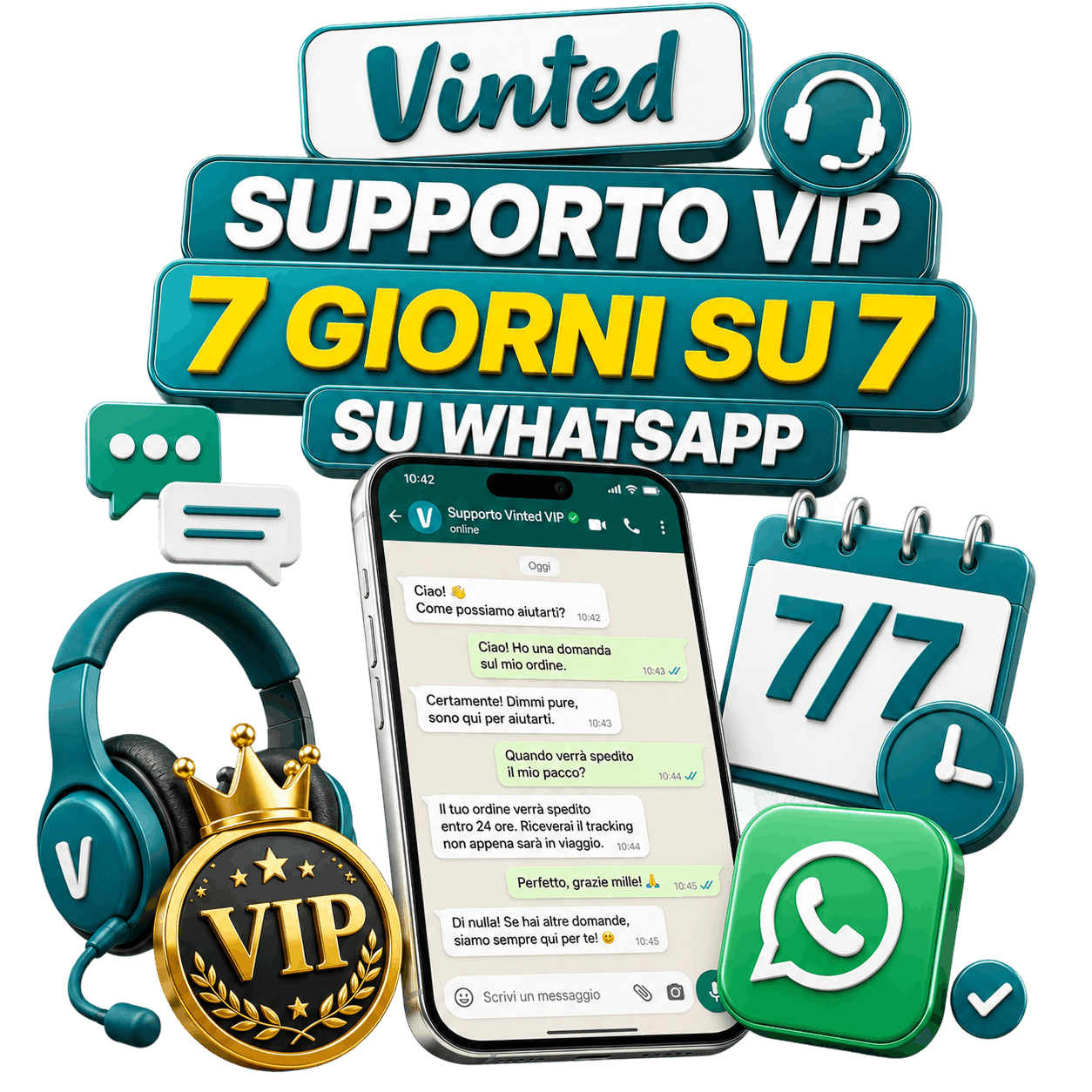 Supporto VIP 7 giorni su 7 su WhatsApp